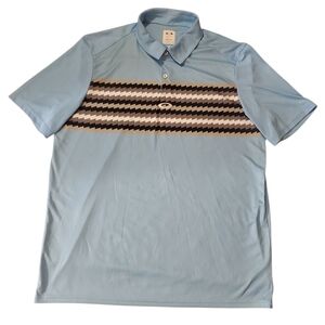 Oakley Performance Golf Polo Shirt Mens Large regular fit Tennis blue Striped